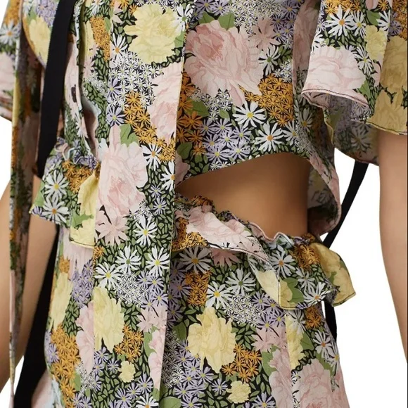 ROKH Floral ruffle midi dress NWOT - Picture 4 of 4